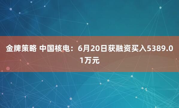 金牌策略 中国核电：6月20日获融资买入5389.01万元